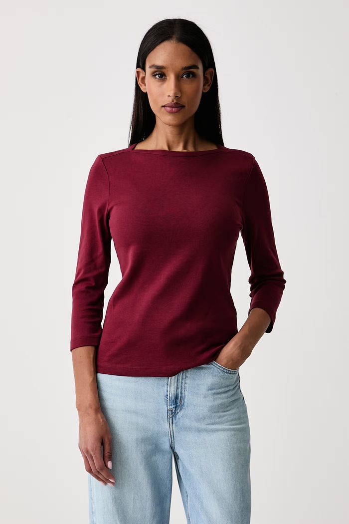 United Colors of Benetton Блуза с дълги ръкави дамска от памук бордо 3GA8D10C4