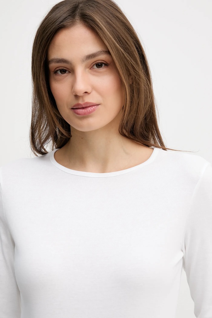 Bavlněné tričko s dlouhým rukávem United Colors of Benetton bílá 3GA8D10CF