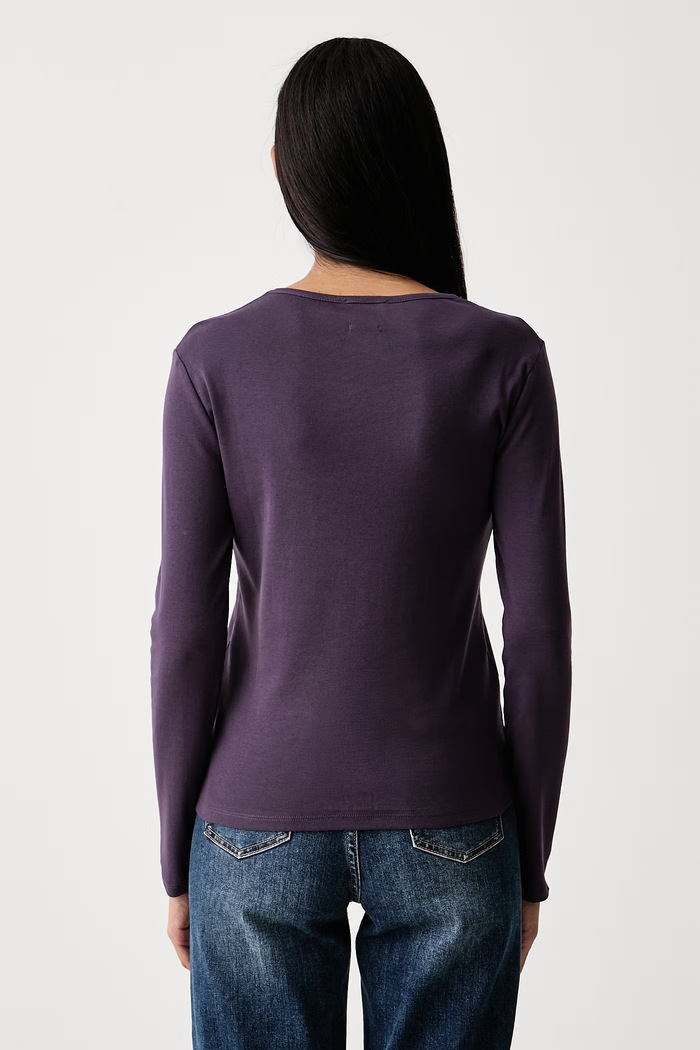 United Colors of Benetton Longsleeve damski bawełniany 3GA8D10CF fioletowy SS26