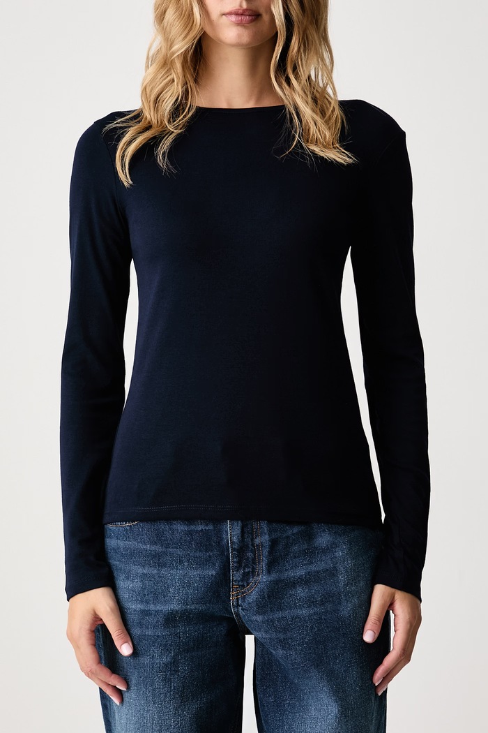 United Colors of Benetton Longsleeve damski bawełniany granatowy 3GA8D10CF
