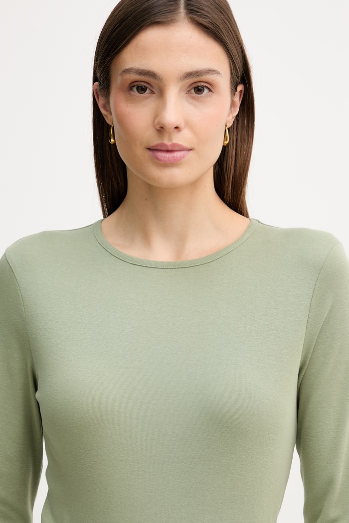 United Colors of Benetton longsleeve bawełniany zielony 3GA8D10CF