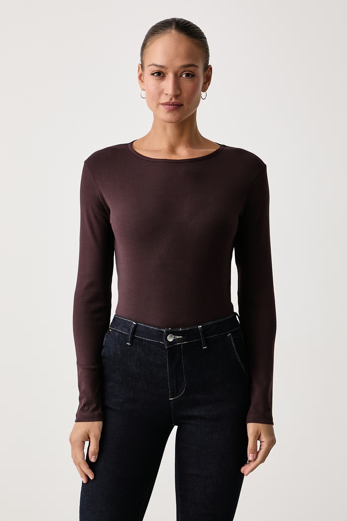United Colors of Benetton Majica z dolgimi rokavi ženska bombažna rjava 3GA8D10CF