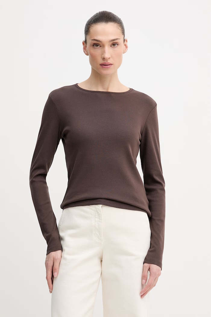 Хлопковый лонгслив United Colors of Benetton хлопок коричневый 3GA8D10CF