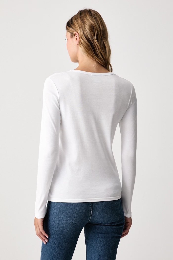 United Colors of Benetton Maglietta a maniche lunghe da donna in cotone 3GA8E16G0 bianco SS26
