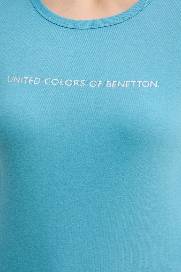Bavlněné tričko s dlouhým rukávem United Colors of Benetton 3GA8E16G0 modrá