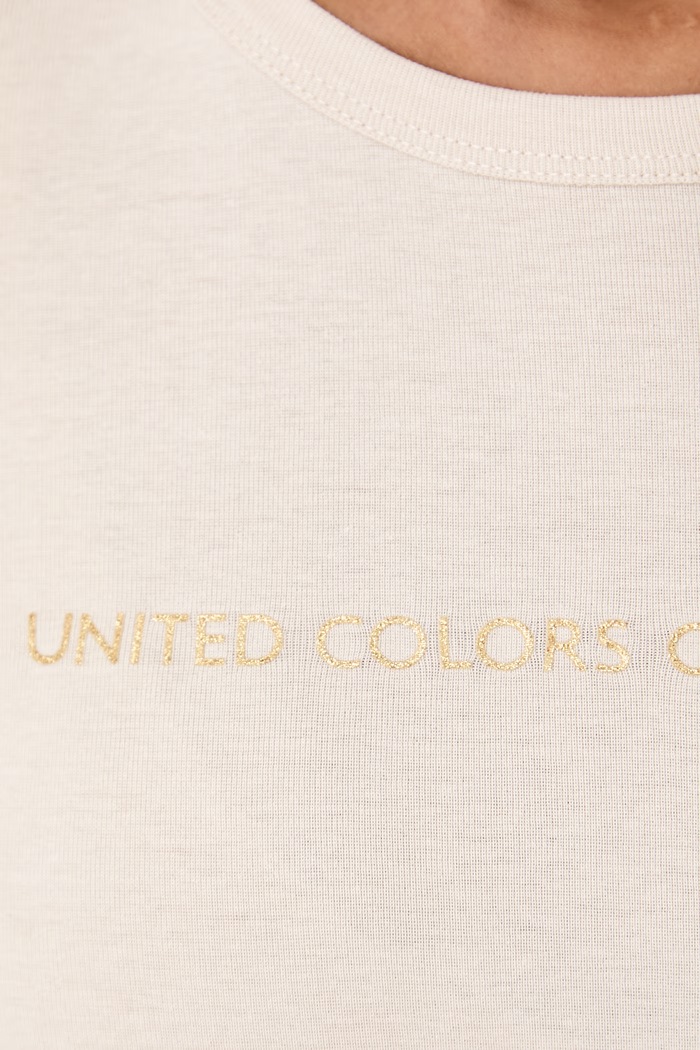 Longsleeve damski bawełniany United Colors of Benetton 3GA8E16G0 beżowy