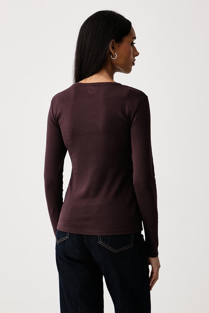 United Colors of Benetton Longsleeve damski bawełniany brązowy 3GA8E16G0