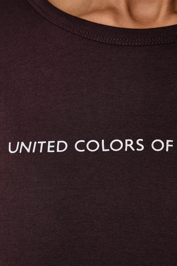 United Colors of Benetton Longsleeve damski bawełniany 3GA8E16G0 brązowy SS26