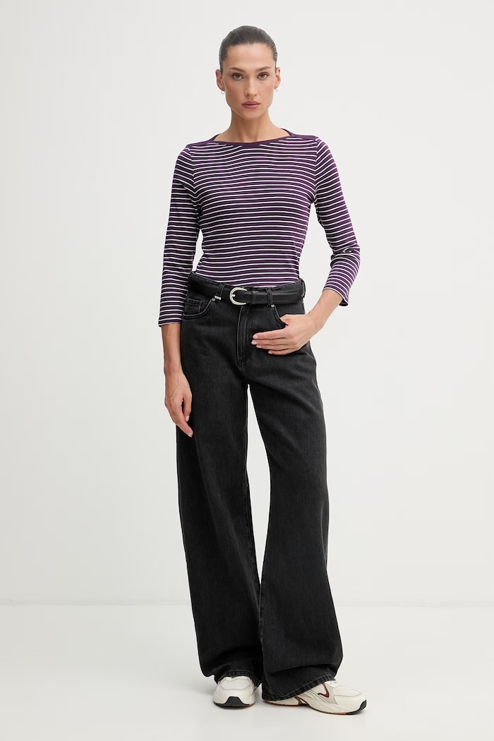 United Colors of Benetton longsleeve damski bawełniany 339PD10C4 fioletowy SS26