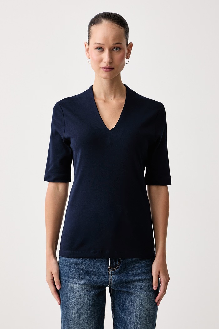 United Colors of Benetton Тениска дамска от памук тъмносин 3GA8D400U