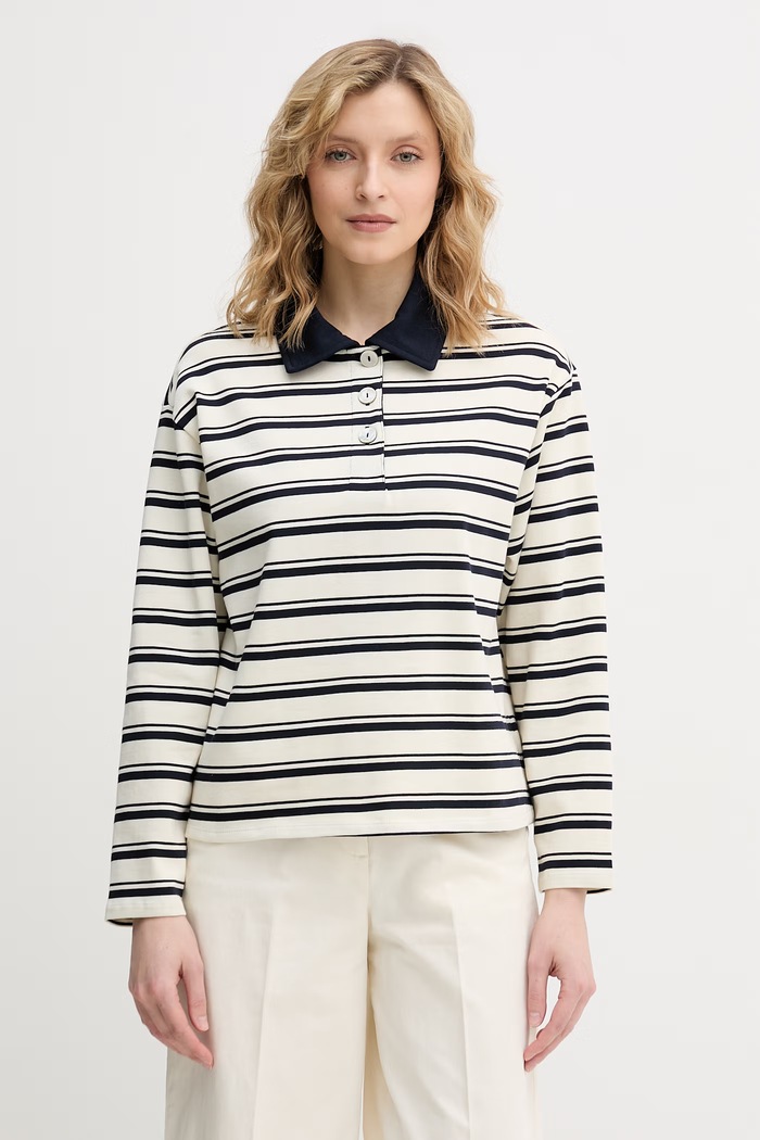 United Colors of Benetton tričko s dlhým rukávom dámske bavlnené béžová 3UJZD3019