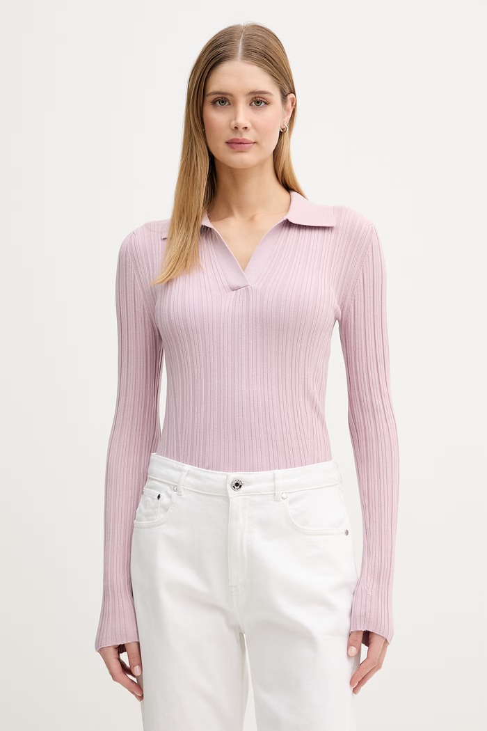 United Colors of Benetton polo pentru femei, din vâscoză violet 1WZND301K