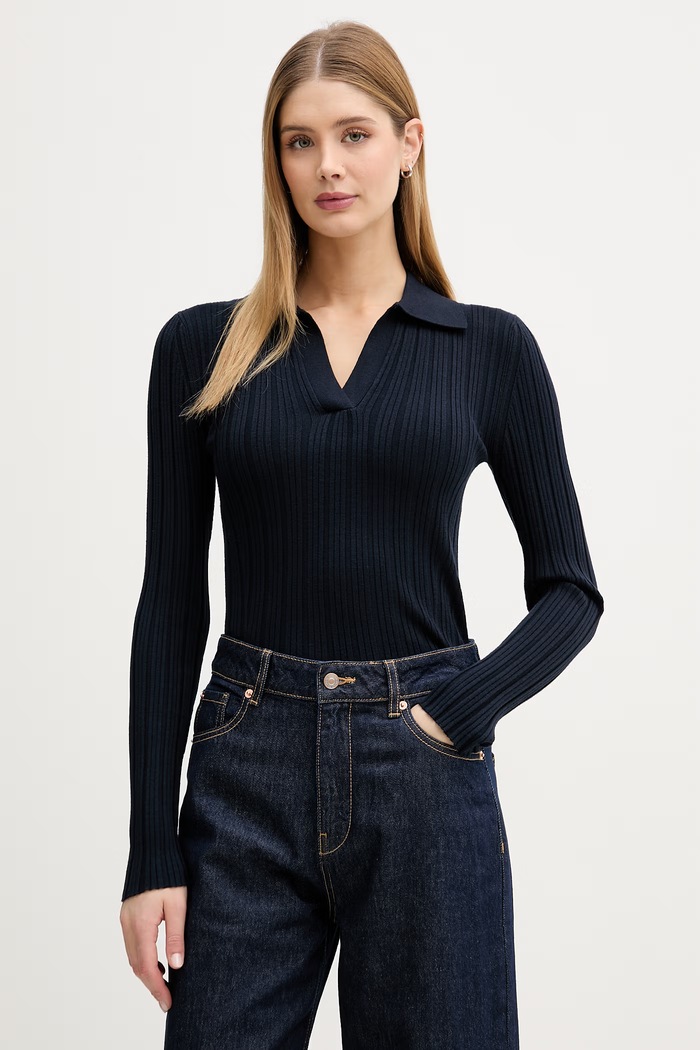 United Colors of Benetton polo pentru femei, din vâscoză bleumarin 1WZND301K
