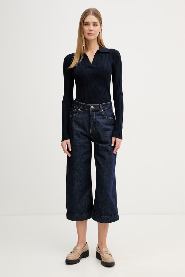 United Colors of Benetton polo pentru femei, din vâscoză 1WZND301K bleumarin SS26