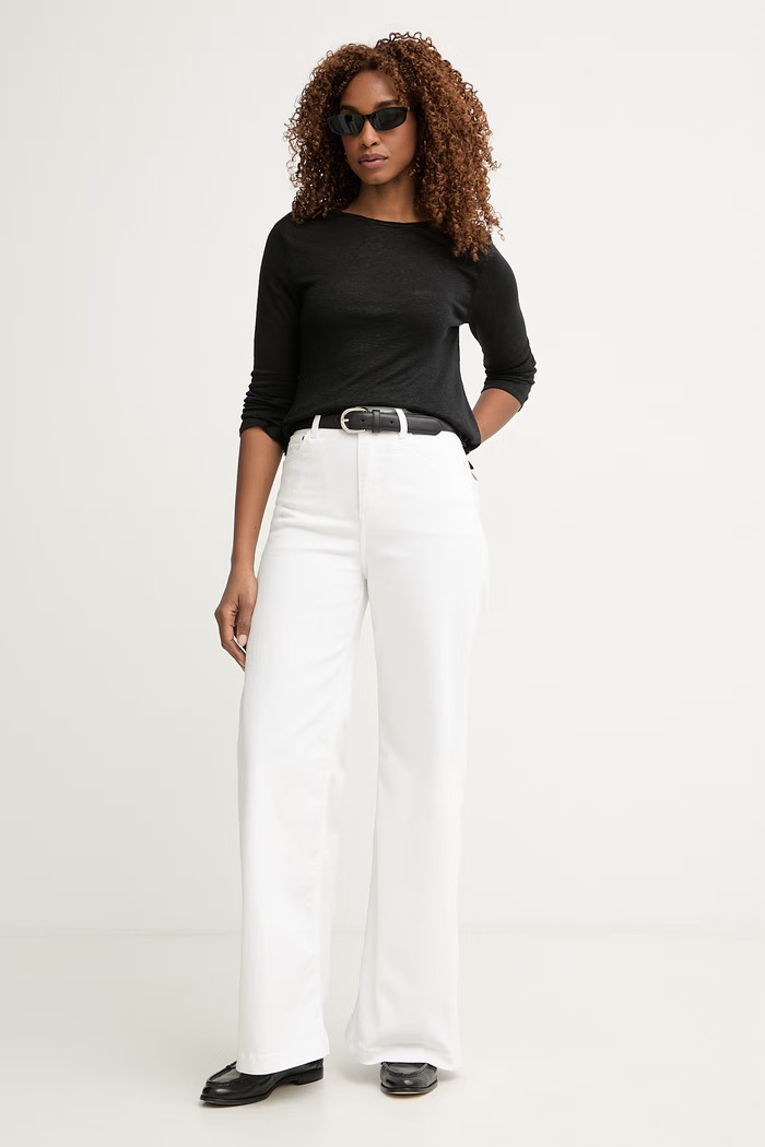 United Colors of Benetton longsleeve pentru femei, din bumbac 3TKEE1008 negru SS26