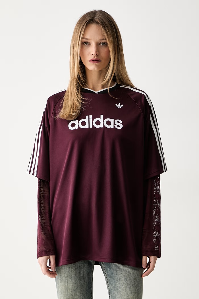 adidas Originals tričko s dlhým rukávom dámske LACE LS JERSEY nášivka burgundské KC6432