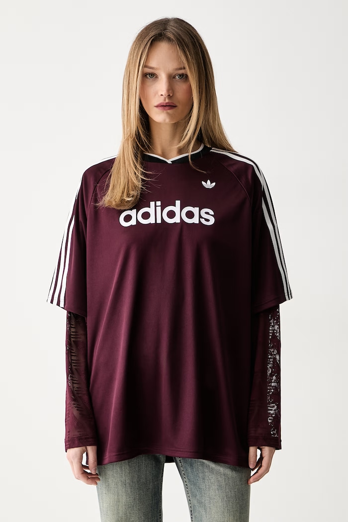 adidas Originals tričko s dlhým rukávom dámske LACE LS JERSEY nášivka burgundské KC6432