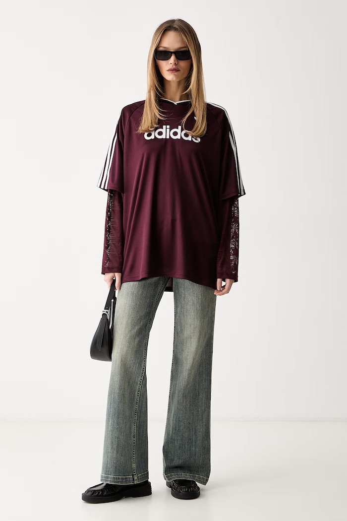 adidas Originals tričko s dlhým rukávom dámske LACE LS JERSEY KC6432 burgundské SS26