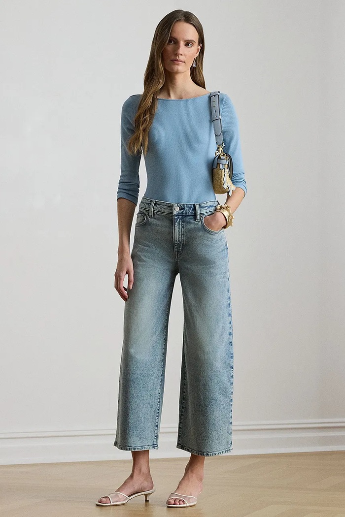 Îmbrăcăminte Lauren Ralph Lauren longsleeve pentru femei, din modal 200P09082 albastru