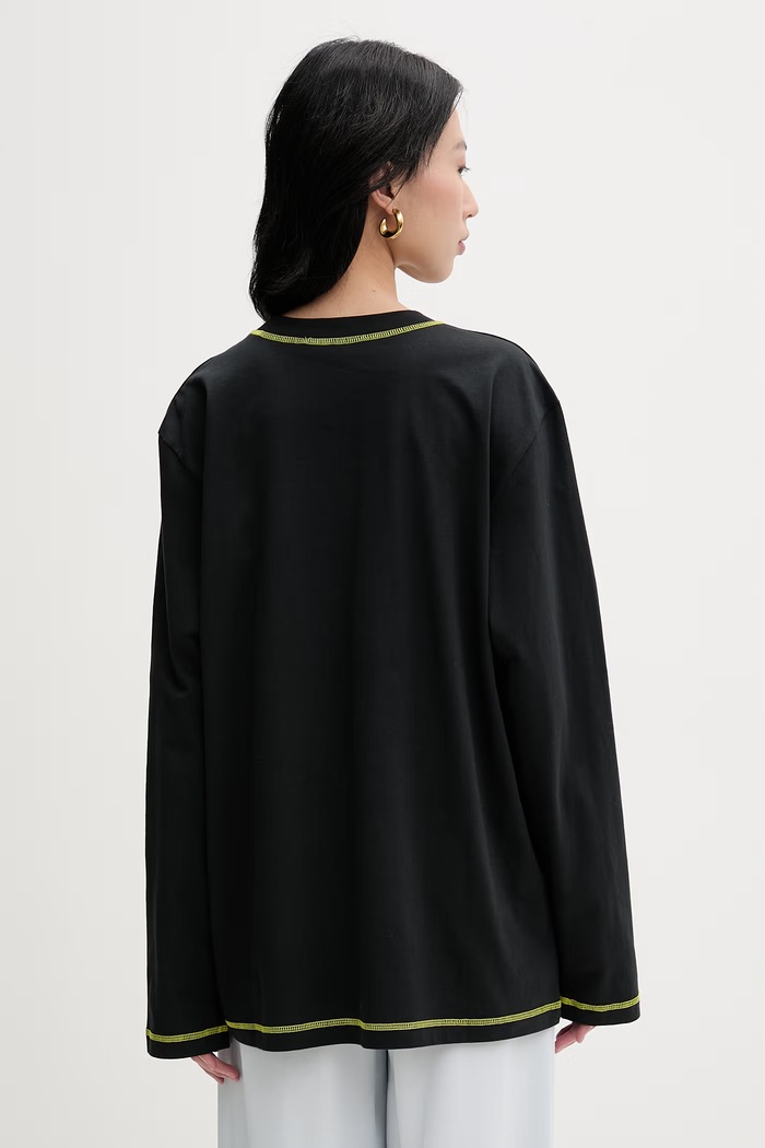 Дрехи Marimekko блуза с дълги ръкави дамска от памук 095094 черен