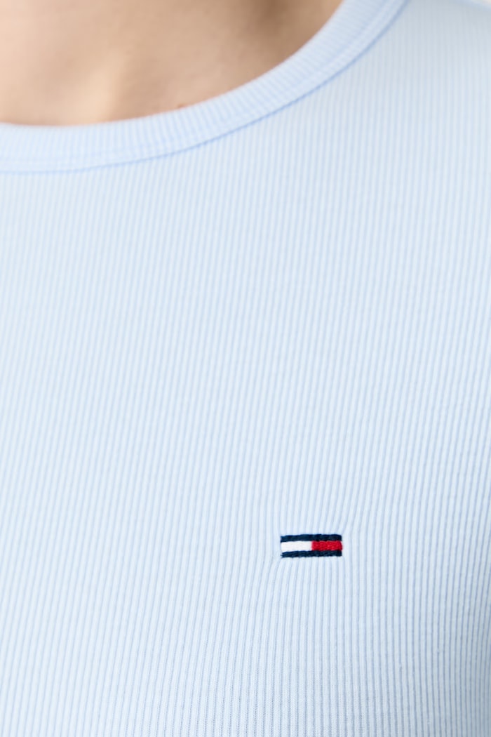 Tommy Jeans tričko s dlhým rukávom dámske bavlnené s elastanom DW0DW22783 modrá