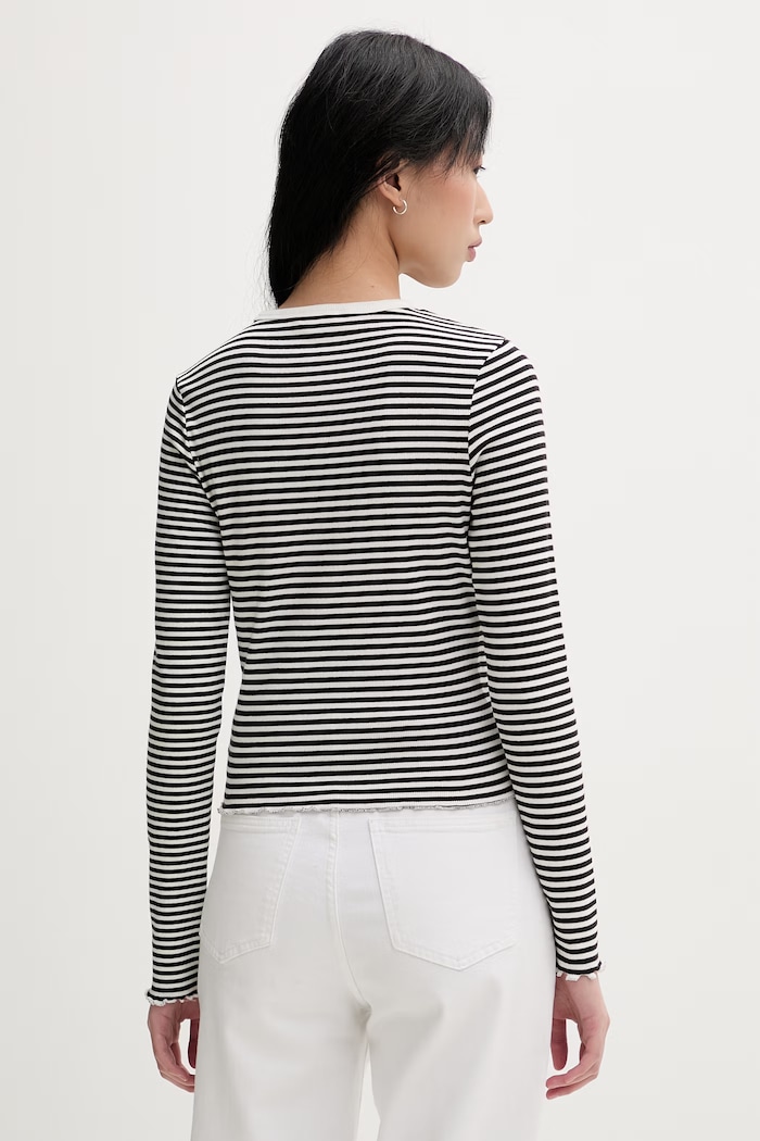 Дрехи Tommy Jeans блуза с дълги ръкави дамска от памук с еластан DW0DW22783 черен
