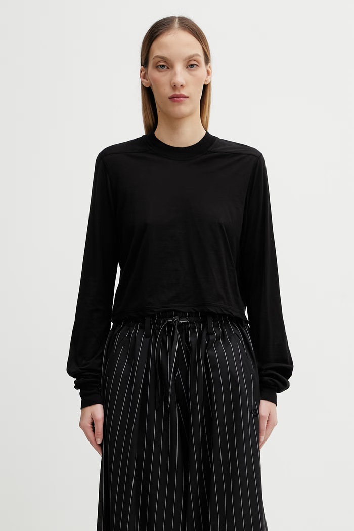 Бавовняний лонгслів Rick Owens DRKSHDW Level гладкий чорний DS01F4200.BH