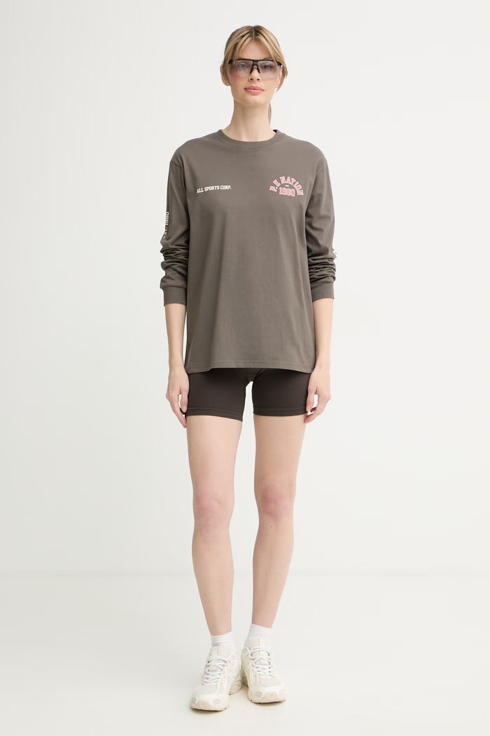 P.E Nation longsleeve damski bawełniany Inbound 261L126 brązowy SS26