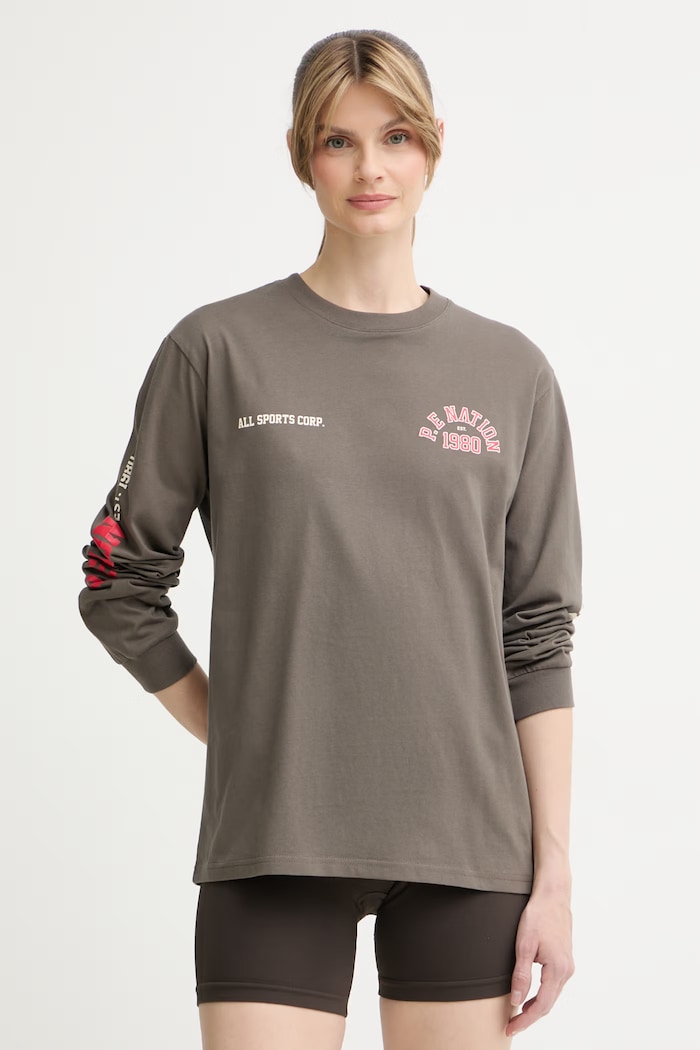 Odzież P.E Nation longsleeve damski bawełniany Inbound 261L126 brązowy