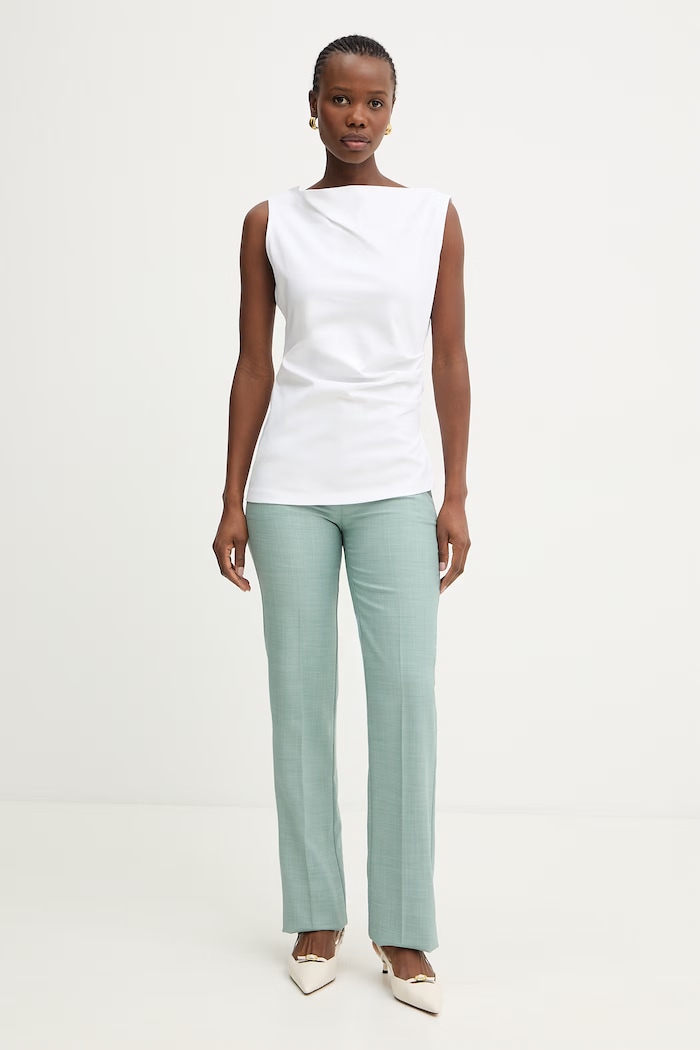 BOSS top pentru femei, din bumbac Emiaka 50558899 alb SS26