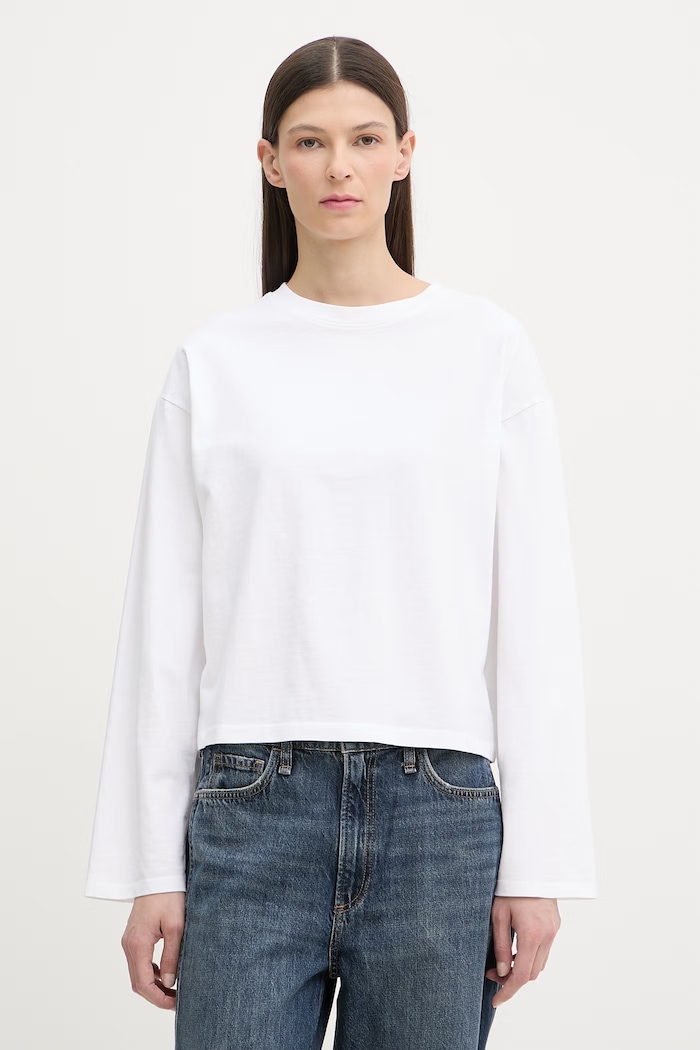 Rag & Bone longsleeve pentru femei, din bumbac Kelly alb RE8J25HT3KW