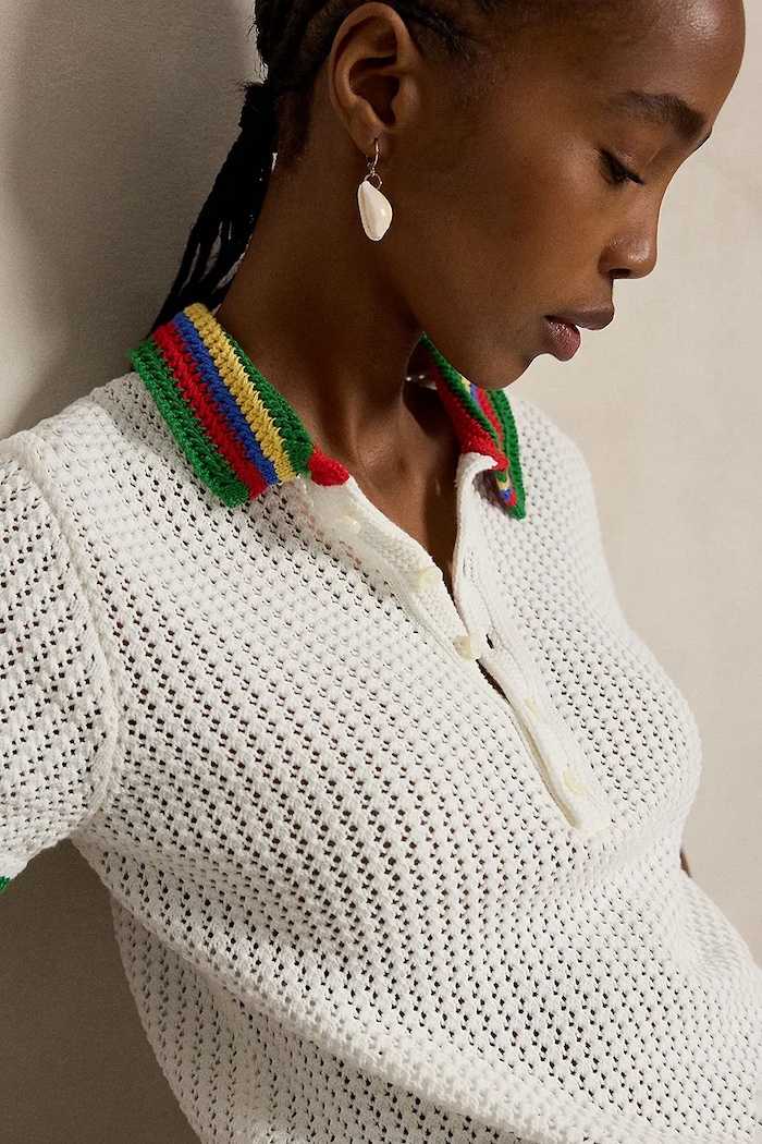 Polo Ralph Lauren πουλόβερ γυναικείο με βαμβάκι λευκό 211A12725001