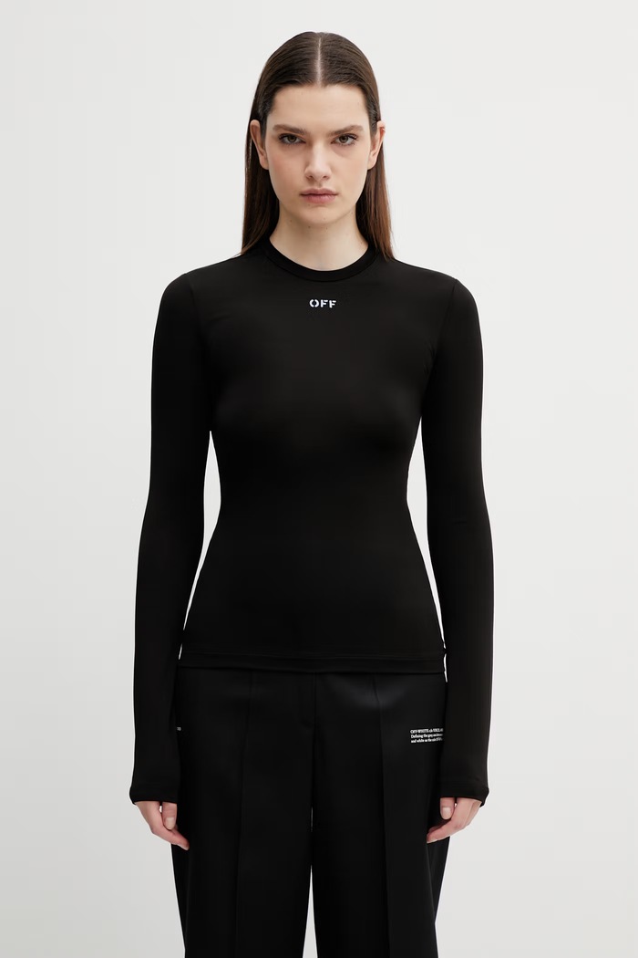 Off-White longsleeve Off Stamp uni negru 2AD136C99JER005