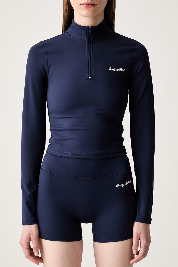 Sporty & Rich longsleeve damski Signature Logo granatowy TO10275326BL106