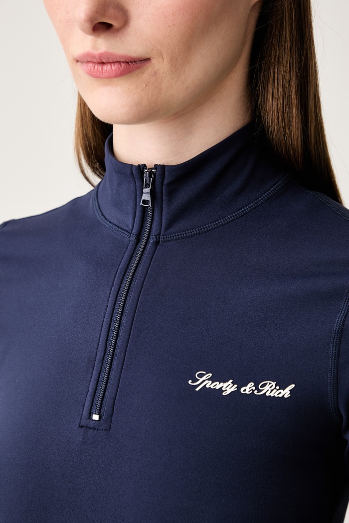 Sporty & Rich longsleeve damski Signature Logo TO10275326BL106 granatowy