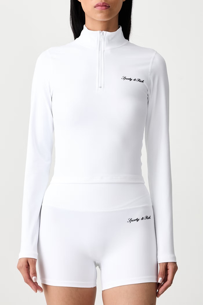 Sporty & Rich longsleeve damski Signature Logo TO10271326WH01 biały