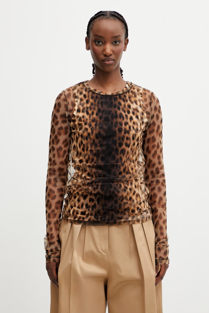Sportmax Spxzebu camicetta da donna con stampa leopardata beige 2612941072600