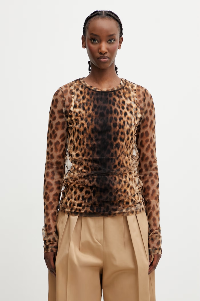 Sportmax Spxzebu camicetta da donna con stampa leopardata beige 2612941072600
