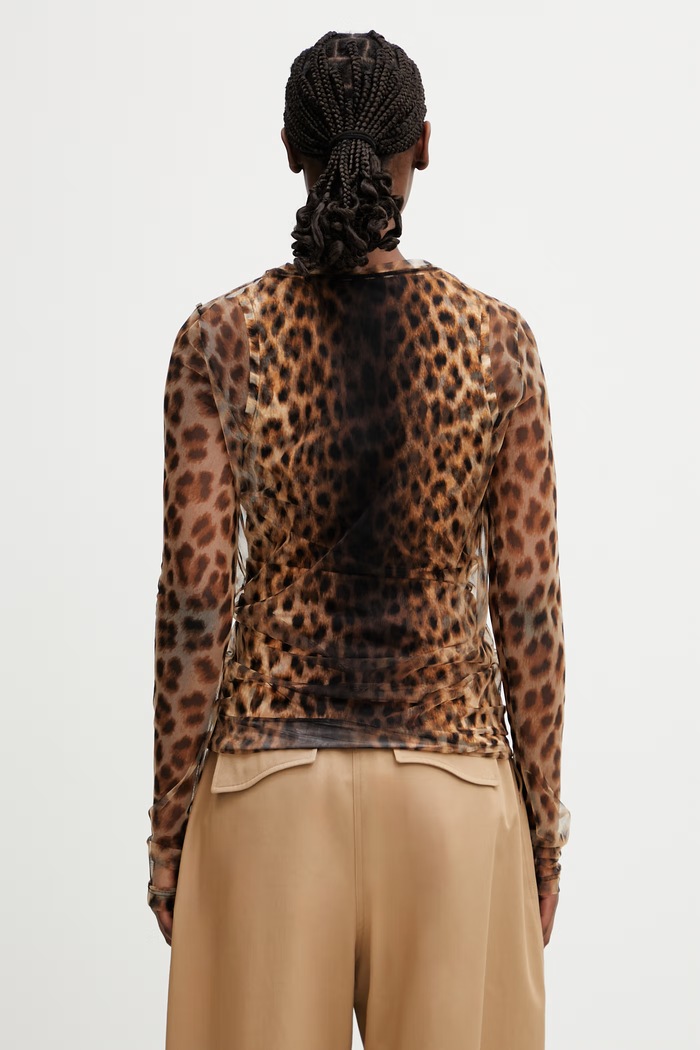 Abbigliamento Sportmax Spxzebu camicetta da donna con stampa leopardata 2612941072600 beige