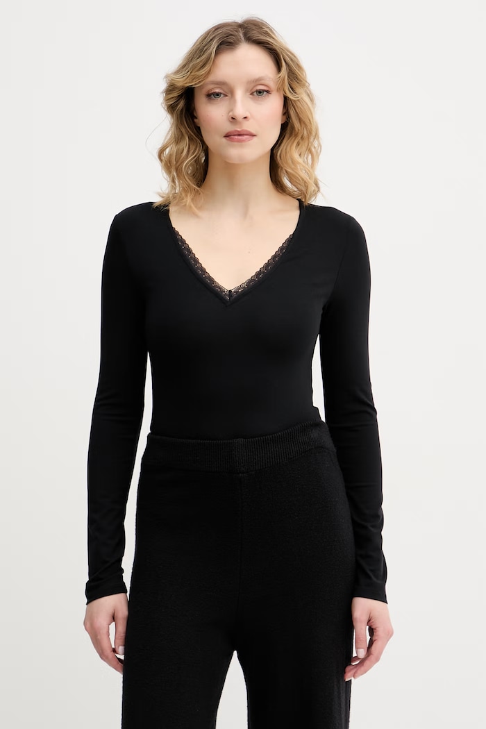 Chantelle body pentru femei, cu bumbac Romance negru C10YT0