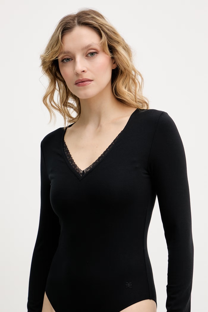 Îmbrăcăminte Chantelle body pentru femei, cu bumbac Romance C10YT0 negru