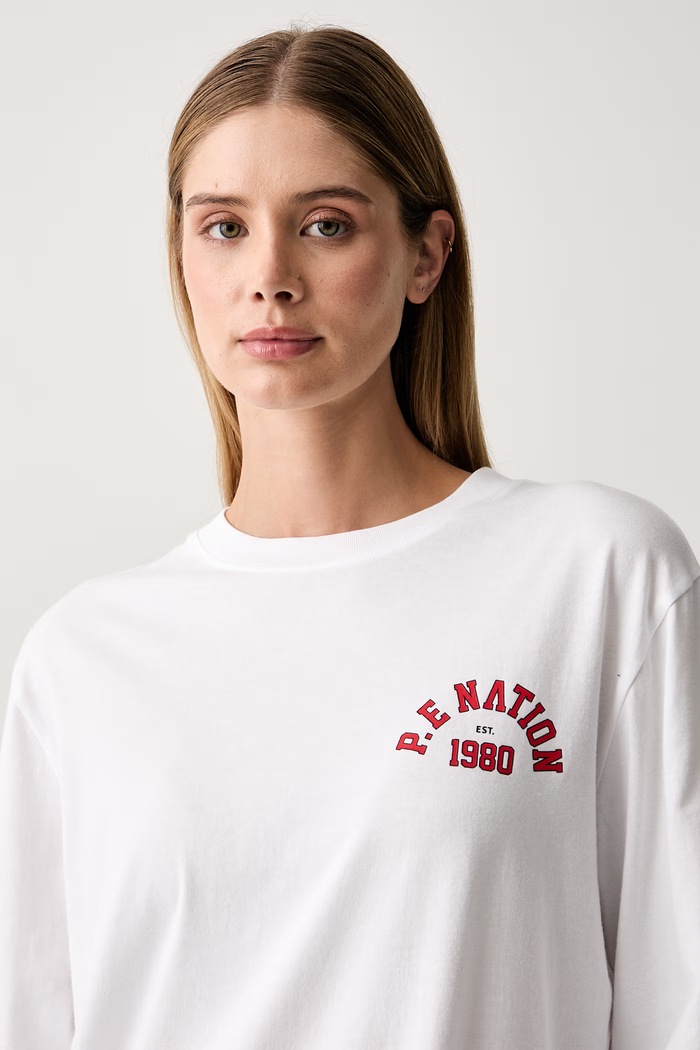 P.E Nation longsleeve damski bawełniany biały 262L139