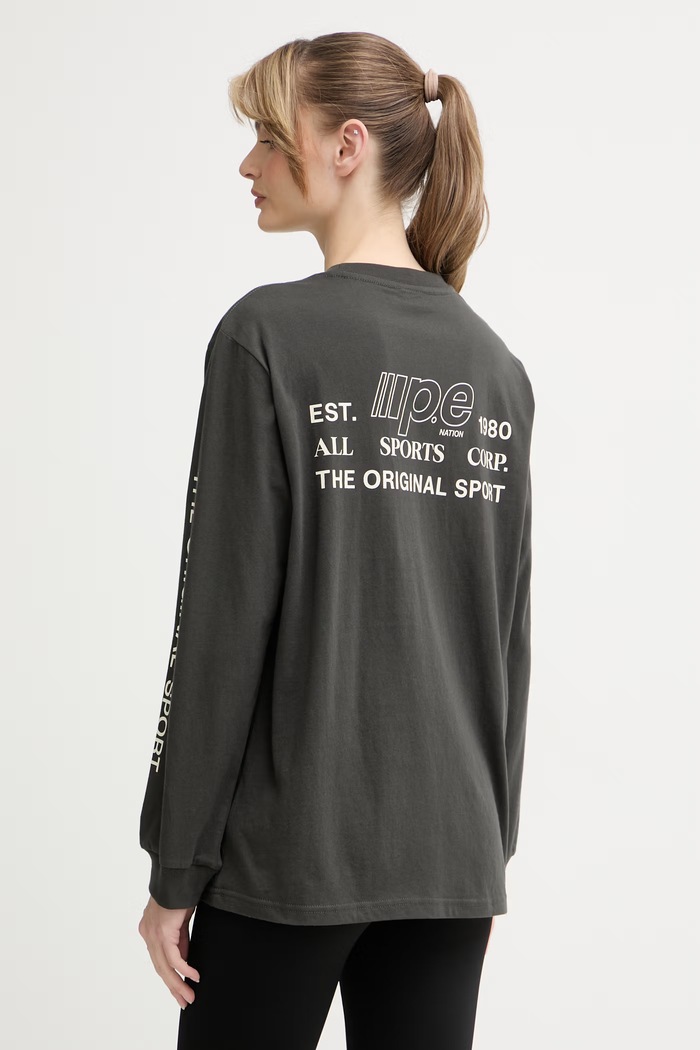 Odzież P.E Nation longsleeve damska bawełniana Glide 262L124 szary