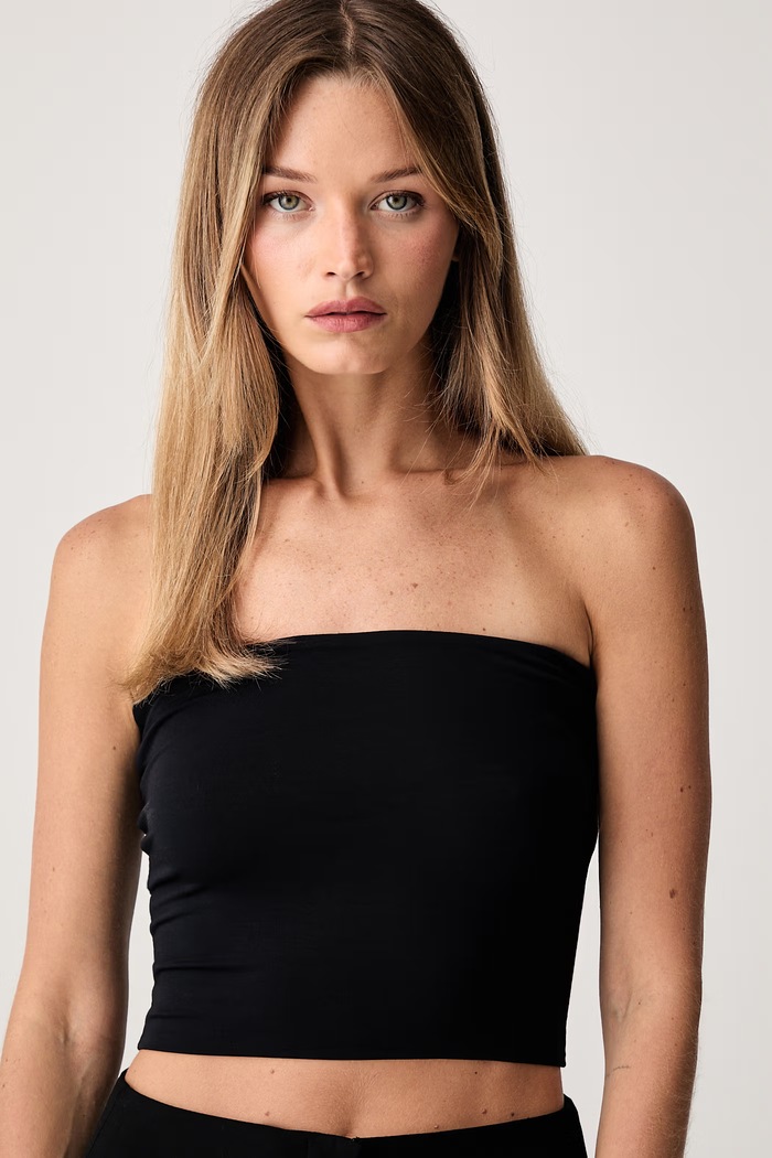 Le Privé top damski z modalu ZAHA BANDEAU TOP NOIR czarny LP00420