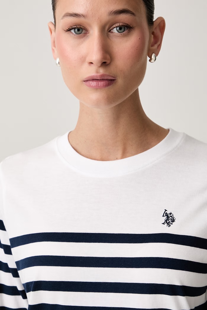 U.S. Polo Assn. longsleeve damski bawełniany Stripe LS biały WUP1067