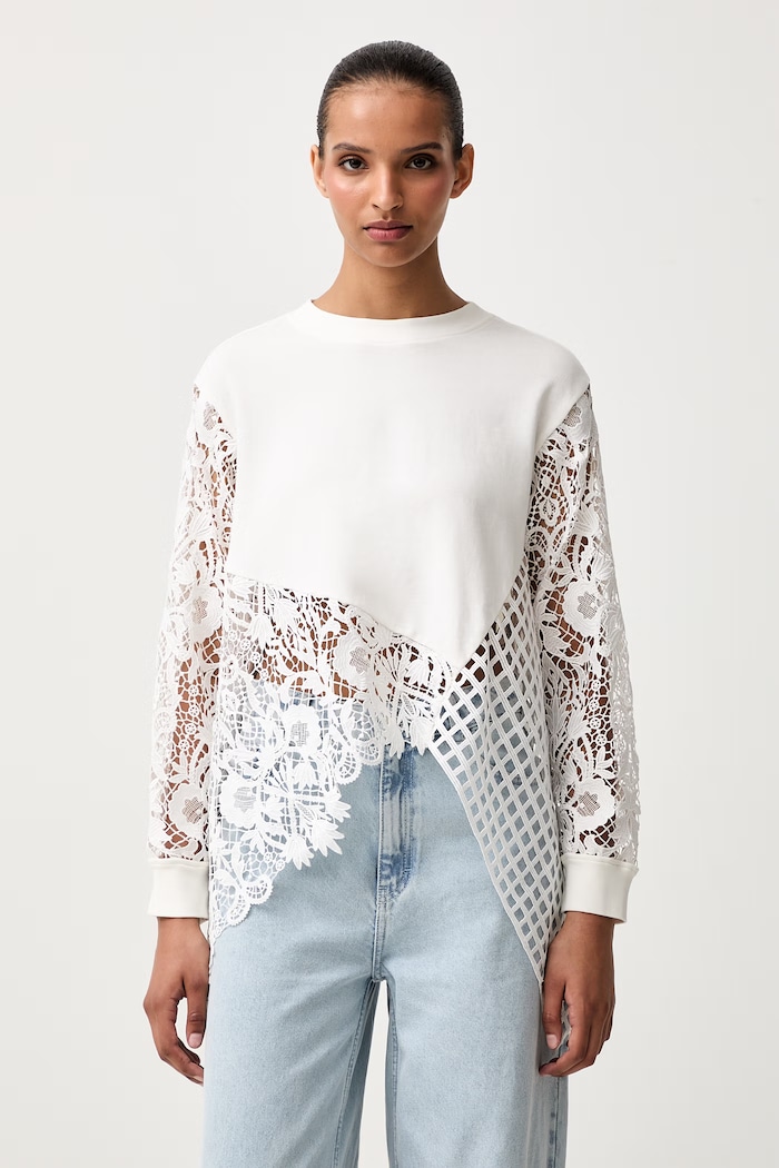 AllSaints μπλούζα γυναικεία βαμβακερή με ελαστάν MALORIE LS TOP λευκό W093JE