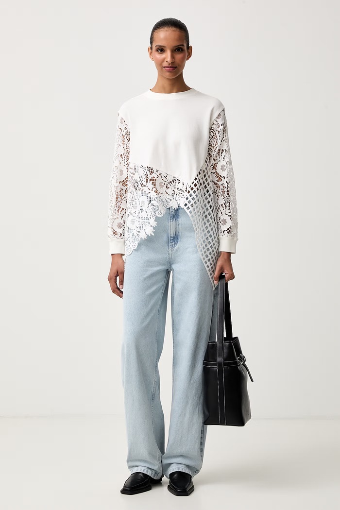 AllSaints μπλούζα γυναικεία βαμβακερή με ελαστάν MALORIE LS TOP W093JE λευκό SS26
