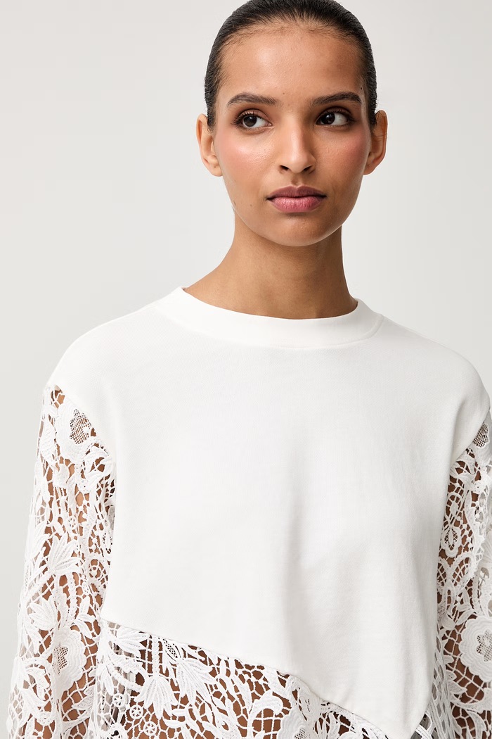 AllSaints μπλούζα γυναικεία βαμβακερή με ελαστάν MALORIE LS TOP λευκό W093JE
