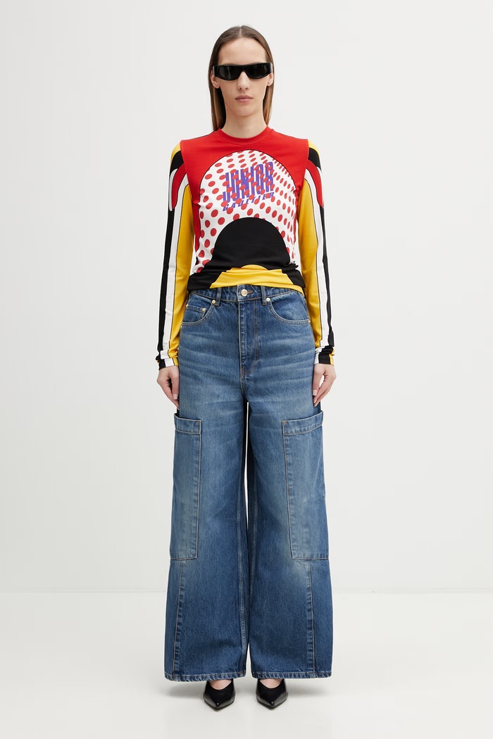 Jean Paul GAULTIER tričko s dlouhým rukávem dámské s viskózou Body Map 26.02.U.TO483.J055P.90 vícebarevná