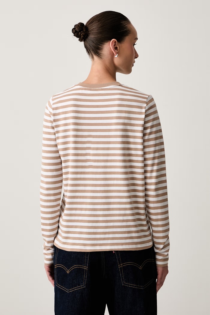 Odzież U.S. Polo Assn. longsleeve damski bawełniany Stripe LS WUP1947 beżowy